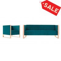 Manhattan Comfort 2-SS559-TL Trillium 2-Piece Teal and Rose Gold Sofa and Armchair Set